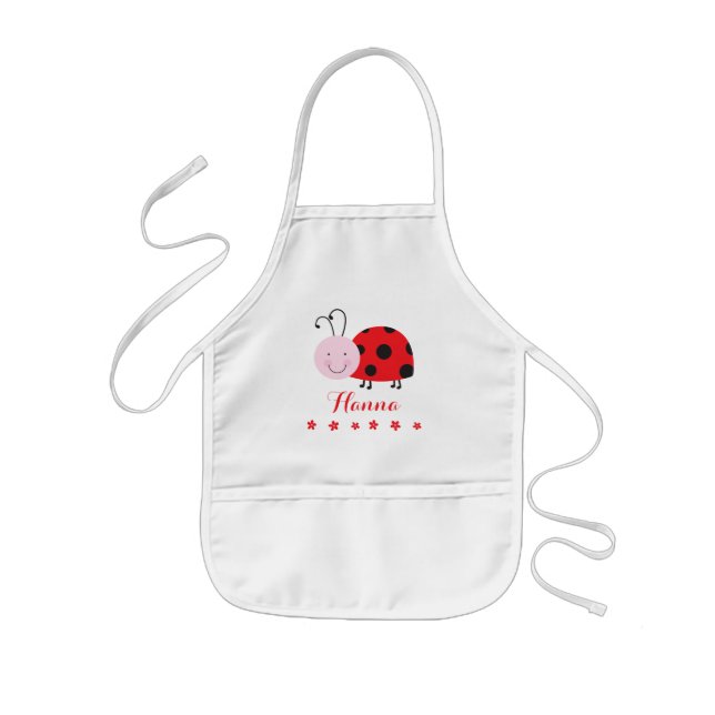 Tablier Enfant La petite coccinelle rouge personnalisée badine le (Devant)