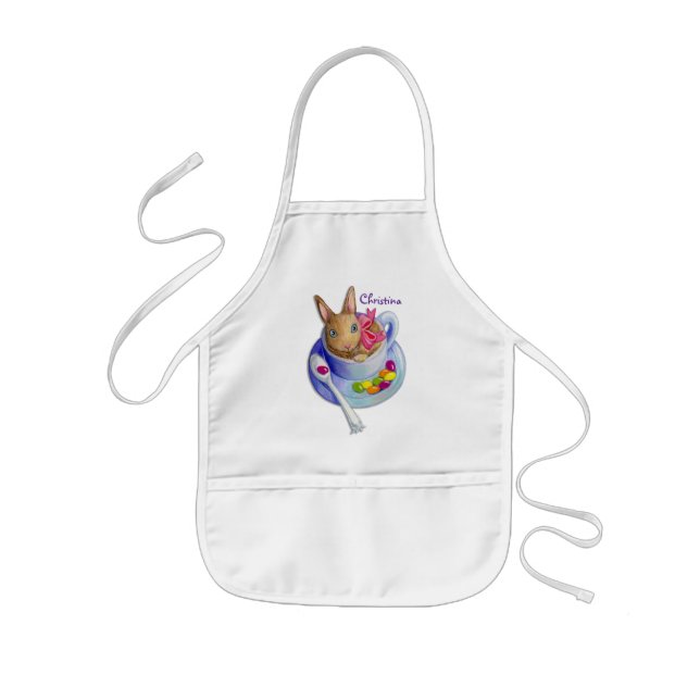 Tablier Enfant Lapin de Pâques dans la tasse de thé (Devant)