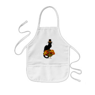 Tablier Enfant Le Chat Noir avec dinde de Thanksgiving