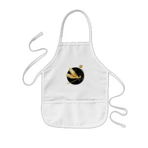 Tablier Enfant libellule d'or en cercle noir