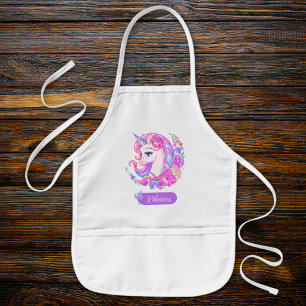 Tablier Enfant Licorne florale personnalisée colorée mignonne mag
