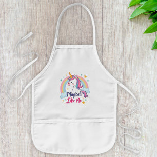 Tablier Enfant Licorne Gentille avec Arc-en-Ciel 