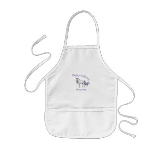 Tablier Enfant licorne marron violet joyeux anniversaire nom enfa