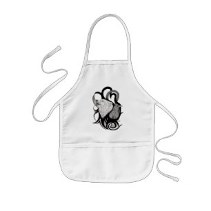 Tablier Enfant Loup blanc avec art tribal coréen