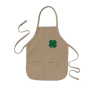 Tablier Enfant Lucky 4 Leaf Irish Clover kids kaki chef apron