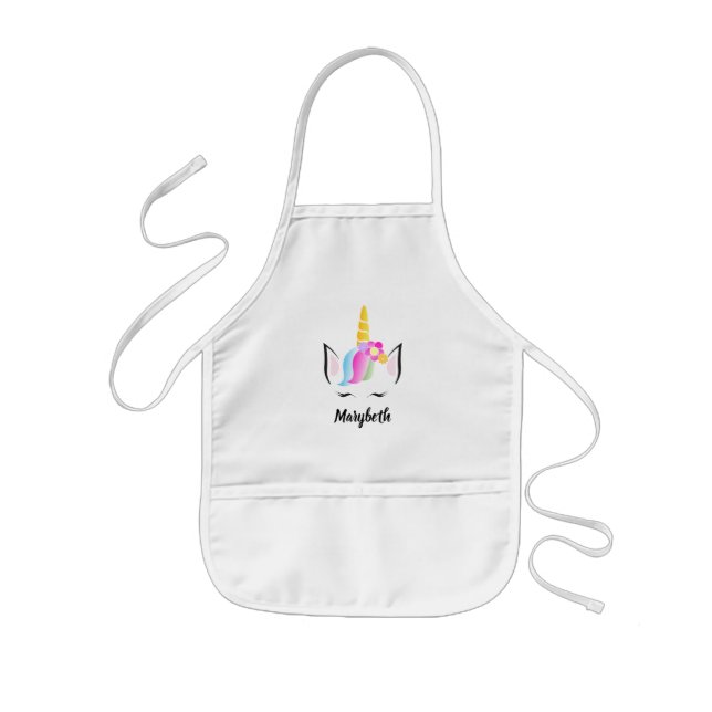 Tablier Enfant Magical Girly mignon licorne personnalisée (Devant)