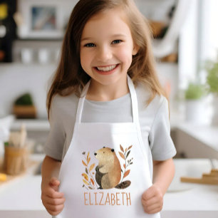 Tablier Enfant Marmotte de la forêt mignonne personnalisée