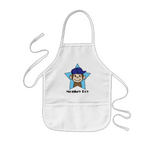 Tablier Enfant Mignon clip art de dessin animé singe heureux dans