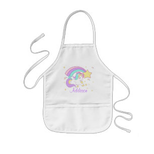 Tablier Enfant Mignon Licorne Arc-en-Ciel Magique Personnalisé su