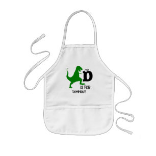 Tablier Enfant Monogramme personnalisé D pour Dinosaur mignon T R