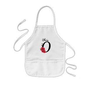 Tablier Enfant monogramme personnalisé modifiable O texte fleur r