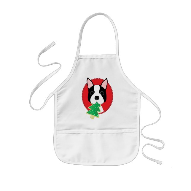 Tablier Enfant Noël de Boston Terrier (Devant)