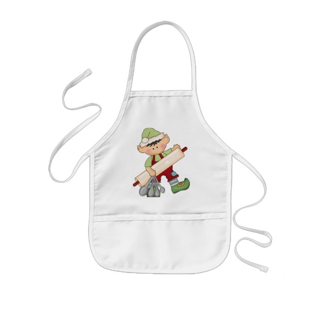 Tablier Enfant Noël Vacances Cuisine Elf enfants tablier (Devant)