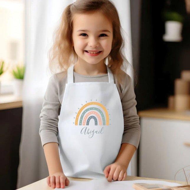 Tablier Enfant Nom d'enfant Boho Tons Terreux Pastel (Créateur téléchargé)