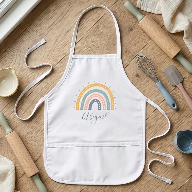 Tablier Enfant Nom d'enfant Boho Tons Terreux Pastel (Créateur téléchargé)