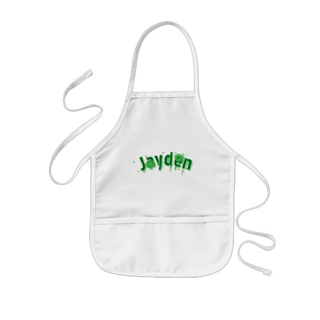 Tablier Enfant Nom Jayden Vert, (Devant)