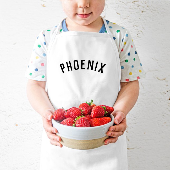 Tablier Enfant Nom personnalisé Monogramme | Black (Créateur téléchargé)