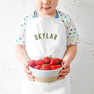 Tablier Enfant Nom personnalisé Monogramme Olive