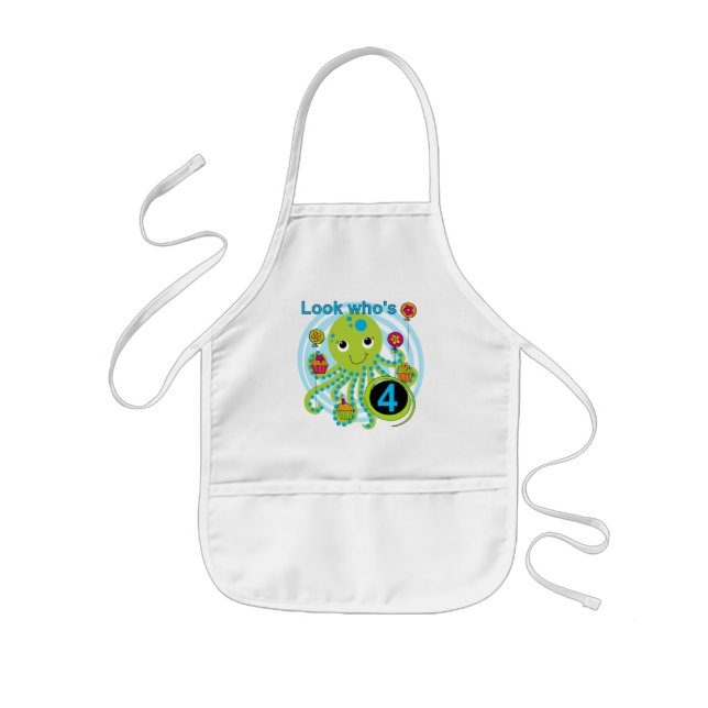 Tablier Enfant Octopus 4e anniversaire T-shirts et cadeaux (Devant)