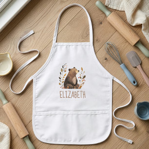 Tablier Enfant Ours Brun de la Forêt Personnalisé Mignon