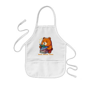 Tablier Enfant Ours lisant mignon avec livres Kawaii