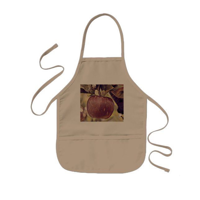 Tablier Enfant Panier avec pomme peinture de pommier (Devant)