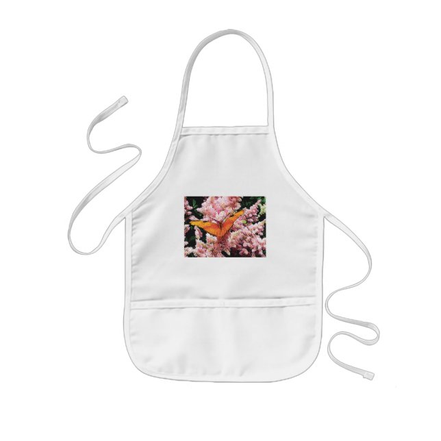 Tablier Enfant Papillon Julia sur Fleurs roses (Devant)