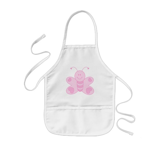 Tablier Enfant Papillon rose (Devant)