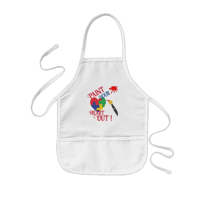 Tablier Enfant Peignez Votre Coeur, Apron Enfants Personnalisés (Devant)