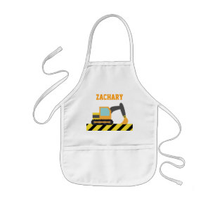 Tablier Enfant Pelle Orange, Véhicule de Construction, Pour les e