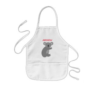 Tablier Enfant Personalized kids apron with cute grey koala bear