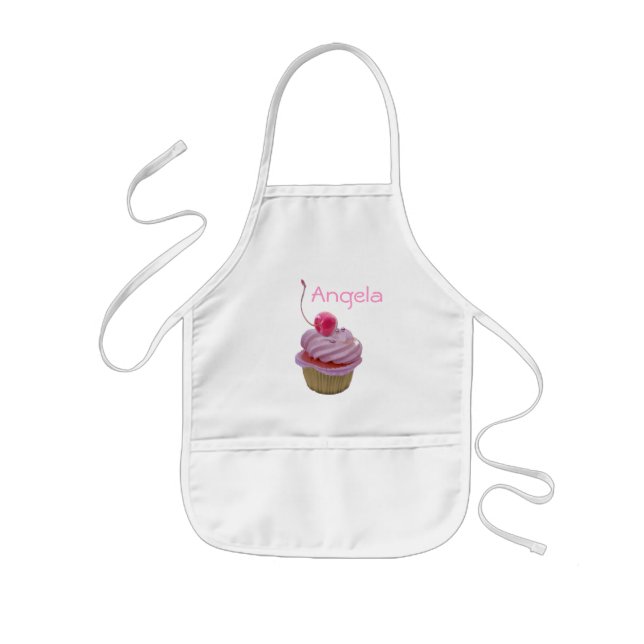 Tablier Enfant Petit gâteau et coeurs roses (Devant)