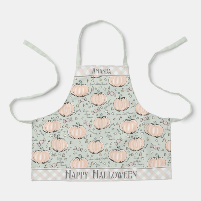 Tablier Enfant Petite Citrouille Vert Pastel (Recto)