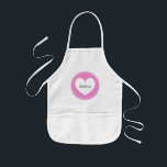 Tablier Enfant Pink heart apron for kids | Personalize<br><div class="desc">Cute pink and white heart kitchen apron for kids | Personalizable name. Personalized painting, drawing, art & crafts, baking or cooking aprons for small children. Add name in love symbole design. Funny illustration with name of child. Playful childrens aprons in beige, yellow and white. Créative art for little boys and...</div>