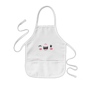 Tablier Enfant Pink Winking Kawaii Face Apron pour enfant