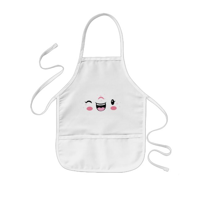Tablier Enfant Pink Winking Kawaii Face Apron pour enfant (Devant)