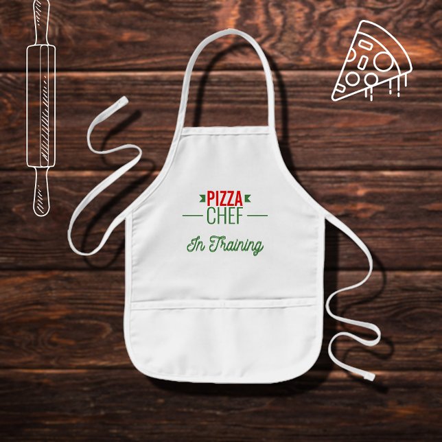 Tablier Enfant Pizza Chef en formation - rouge blanc vert (Créateur téléchargé)