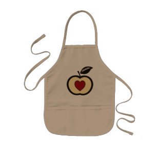 Tablier Enfant Pomme noire + Logo de nourriture à faire grandir a