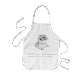 Tablier Enfant Poupée bébé fille victorienne vintage, chapeau de 