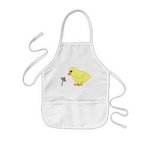 Tablier Enfant Poussin jaune avec Coneflower pourpre