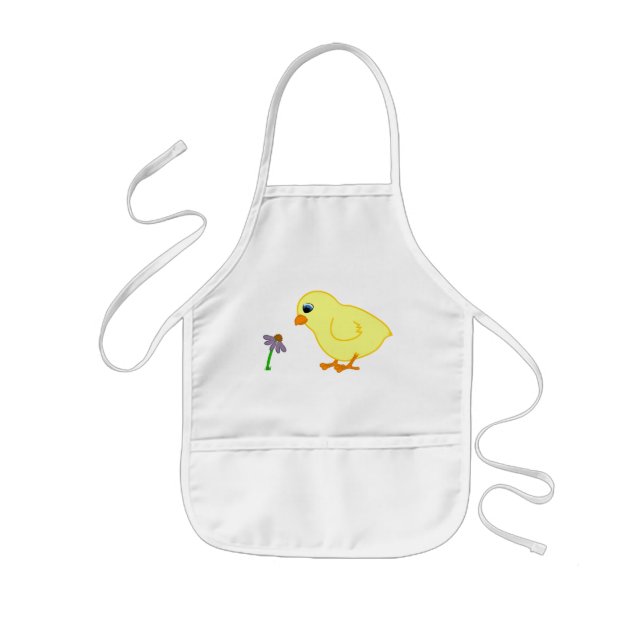 Tablier Enfant Poussin jaune avec Coneflower pourpre (Devant)
