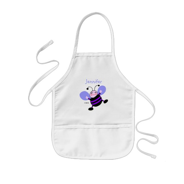 Tablier Enfant Purple Busy Bee Artist Smock avec nom (Devant)