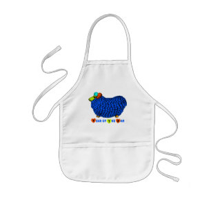 Tablier Enfant Ram Sheep Année Blue Illustration Kids Apron