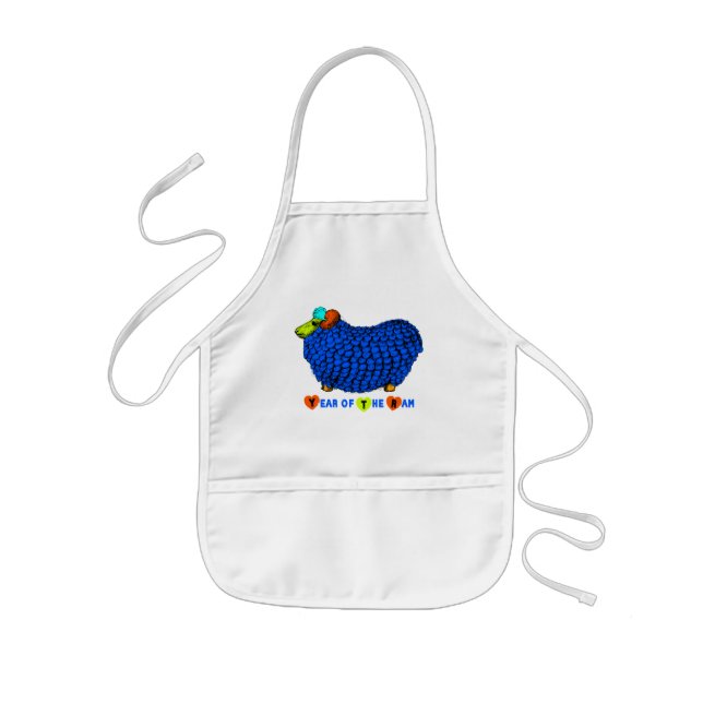 Tablier Enfant Ram Sheep Année Blue Illustration Kids Apron (Devant)