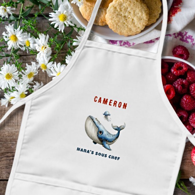 Tablier Enfant Sous Chef Baleine Cuisine Océanique (Créateur téléchargé)