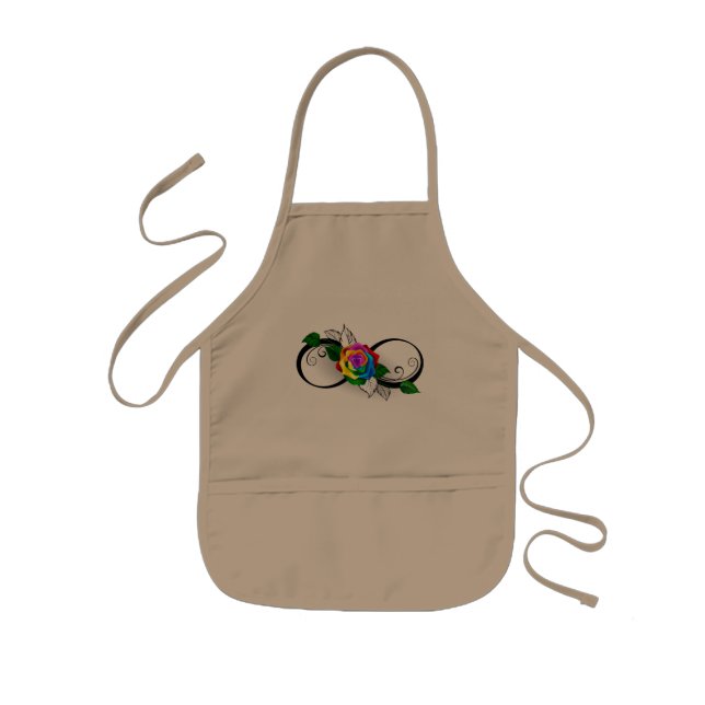 Tablier Enfant Symbole d'infini avec rose arc-en-ciel (Devant)
