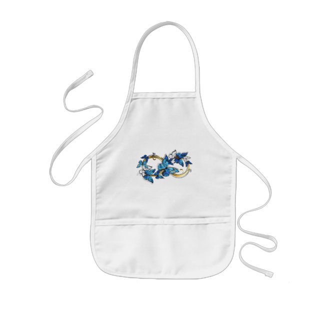 Tablier Enfant Symbole infini de papillons Morpho bleus (Devant)