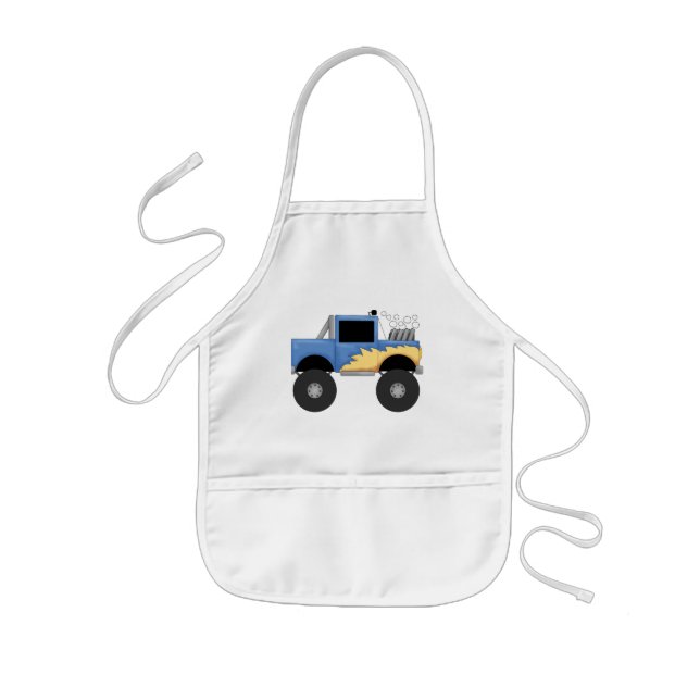 Tablier Enfant T-shirts et cadeaux bleus de camion de monstre (Devant)