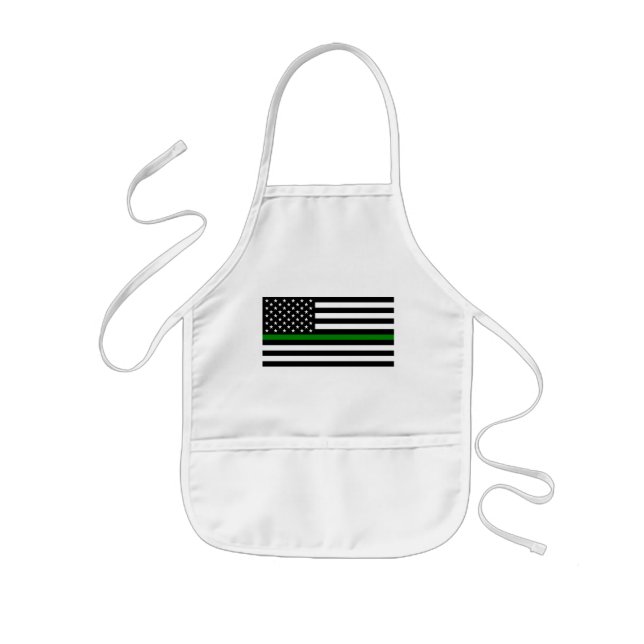 Tablier Enfant Thin Green Line Military and Vétérans American Fla (Devant)