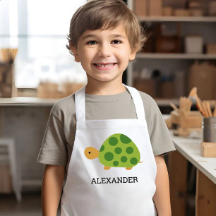 Tablier Enfant Tortue verte mignonne personnalisée